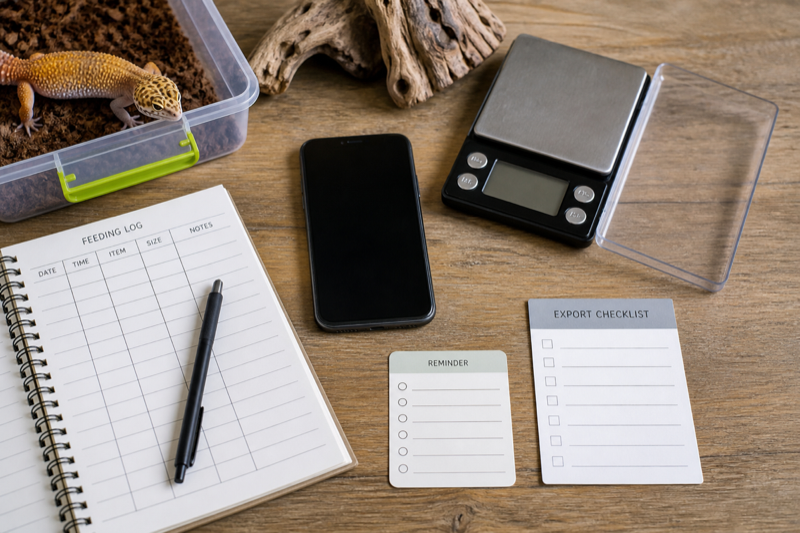 Reptile app review test kit with phone scale logs and export checklist