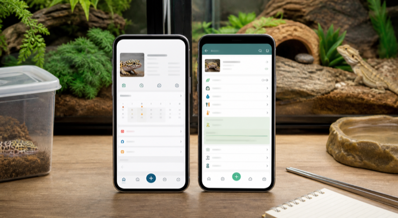Side by side test setup for two reptile record apps