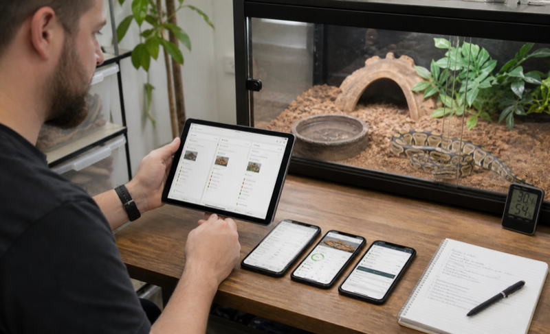 Keeper comparing alternative reptile record apps