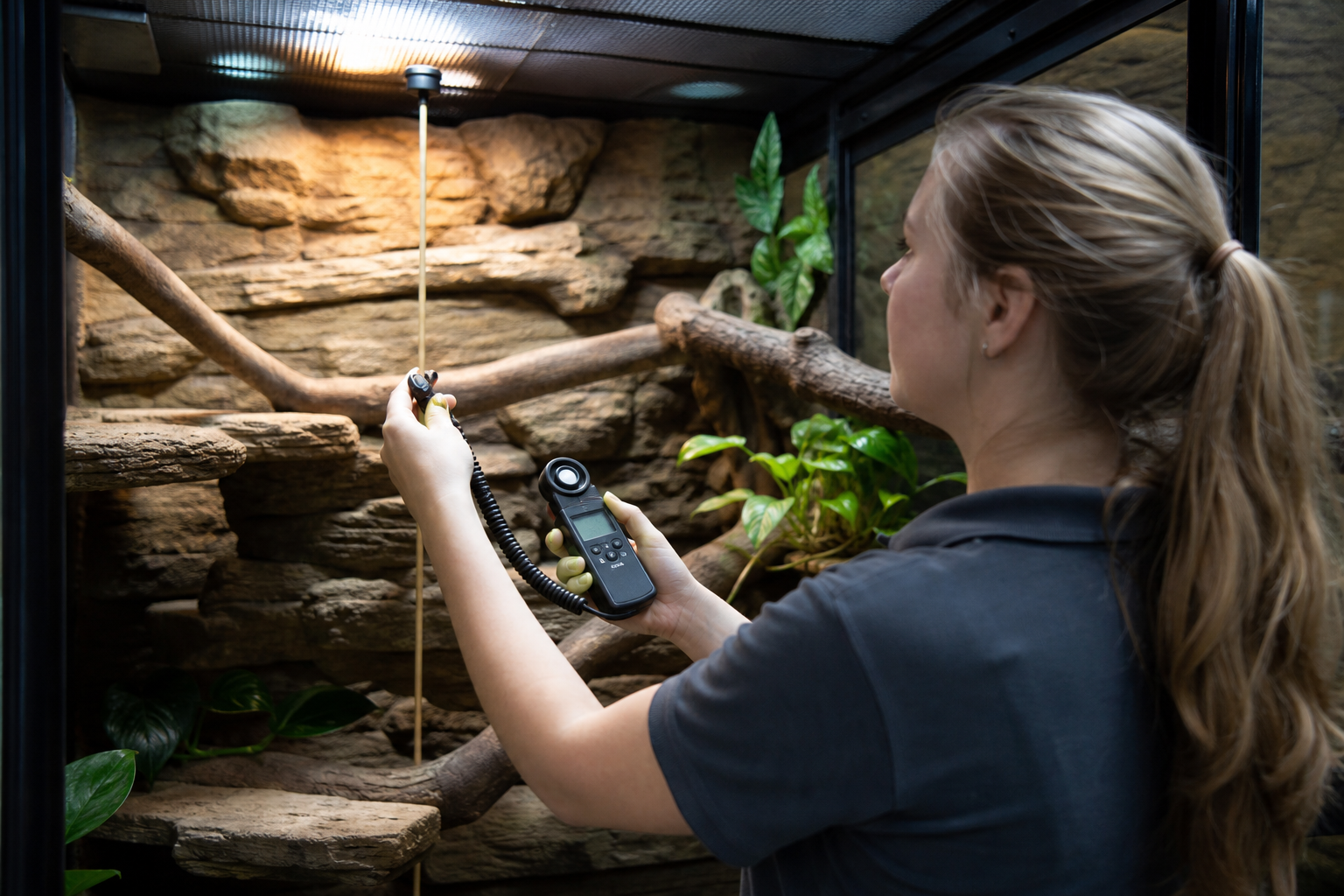 Mapping UV Index across marked basking positions in a reptile enclosure
