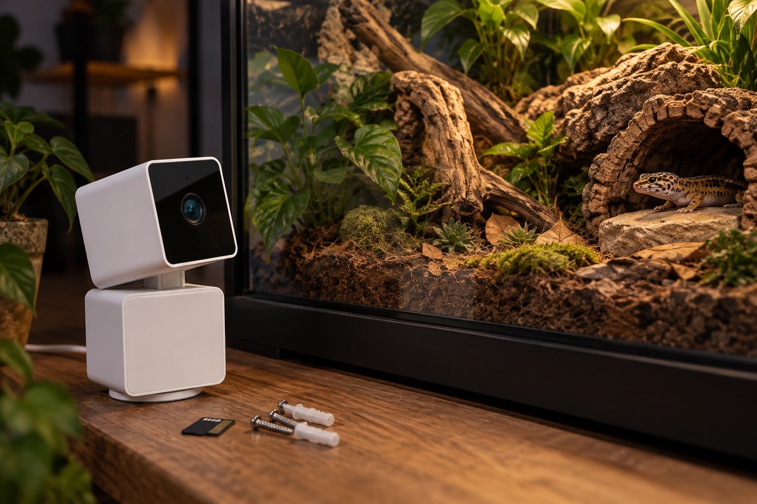Wyze Cam Pan v3 review for reptile enclosures: movement versus glare